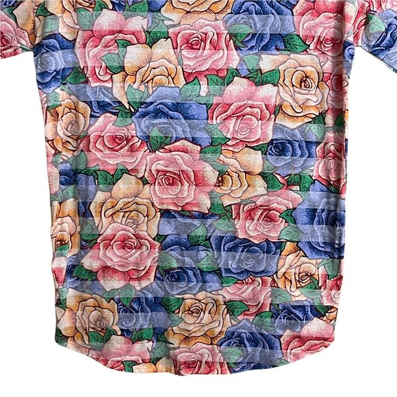 LuLaRoe Women IRMA Top Small Tunic All Over Rose Print High Low Multicolor EUC - Picture 9 of 12